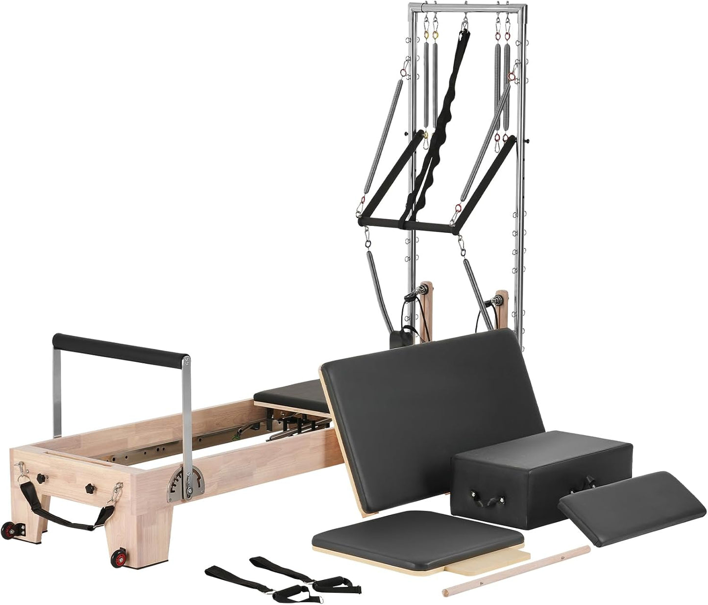 Pilates Reformer Foldable, Suitable for Intermediate and Beginners Users, Pilates Equipment for Home Gym Studio Use with 4 Adjustable Resistance Spring, up to 400 LBS