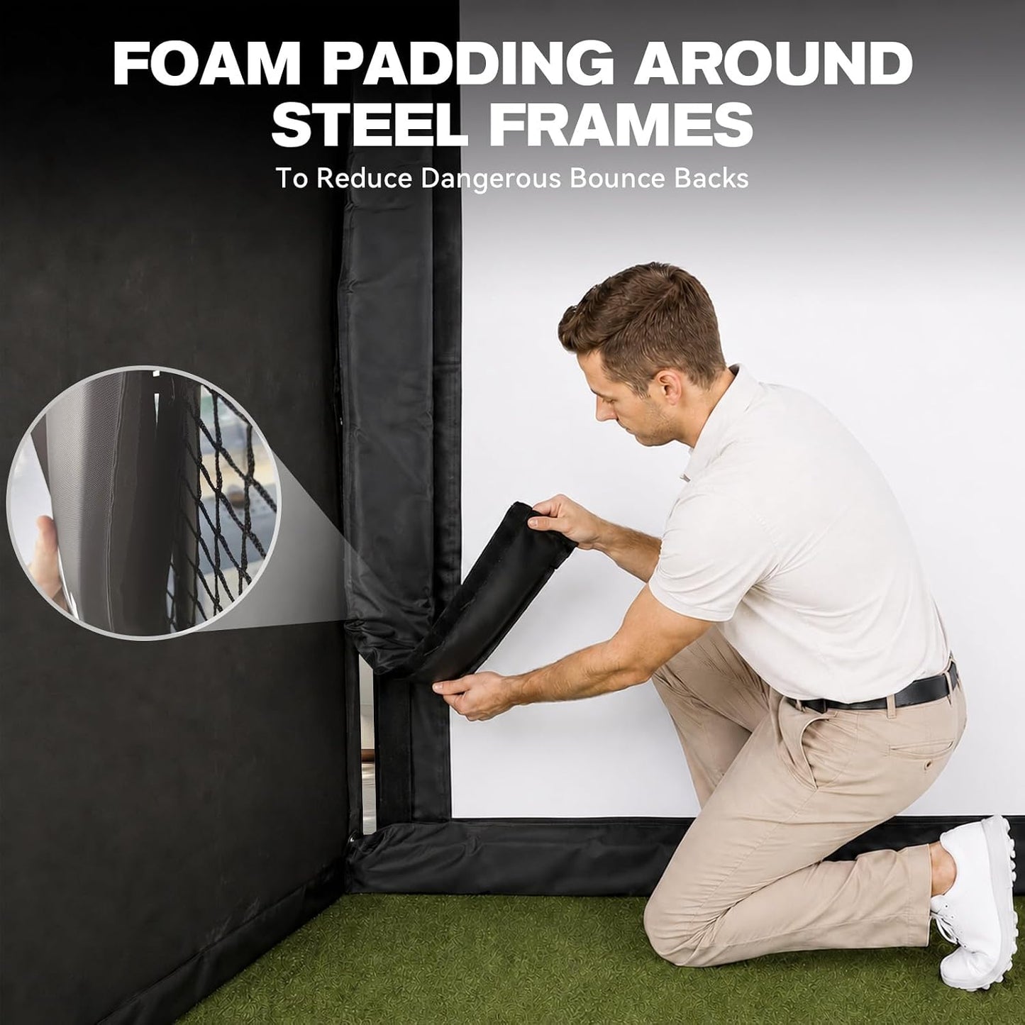 Golf Simulator Enclosure, 10X8Ft Golf Hitting Net Cage with HD Impact Screen & Foam Padding, Indoor Golf Practice Net for Home Garage