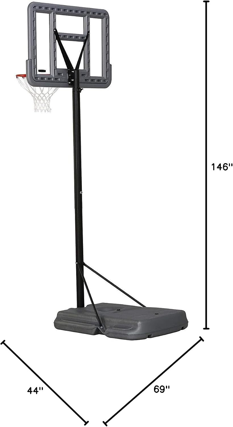 90690 Portable Basketball System, Gray, 44" Polycarbonate Backboard