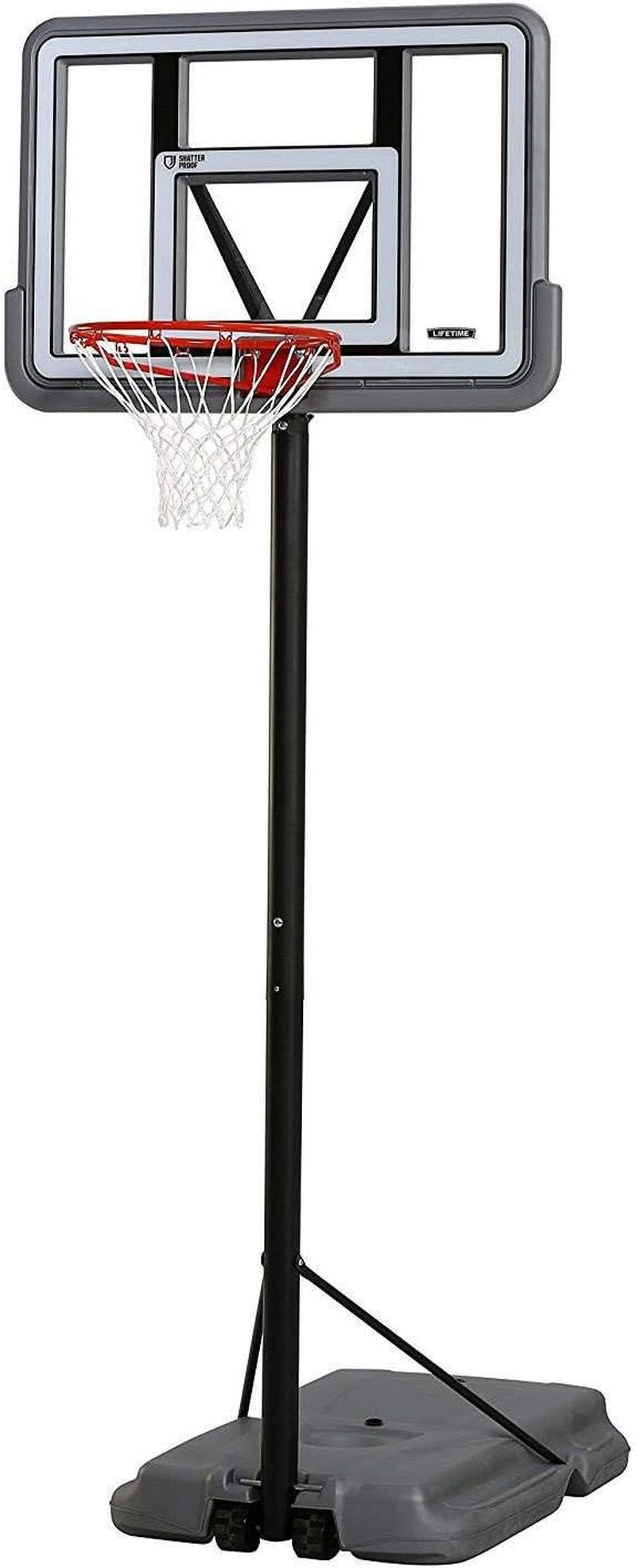 90690 Portable Basketball System, Gray, 44" Polycarbonate Backboard