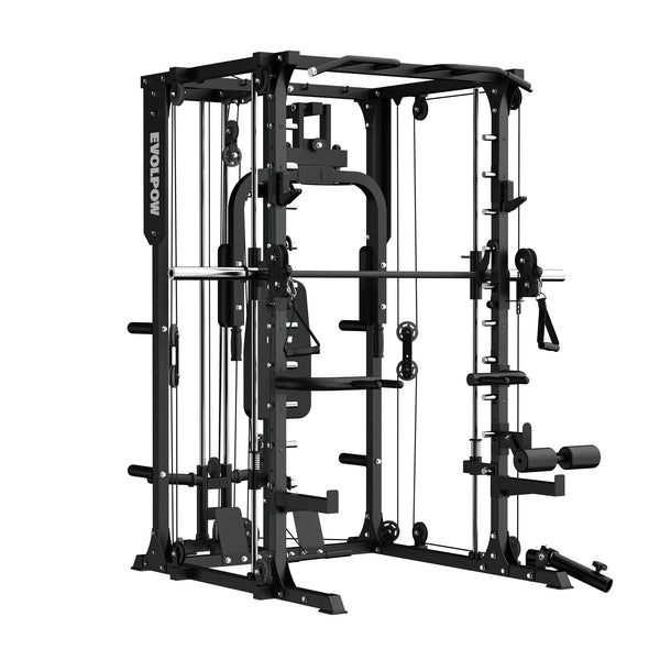 Smith Machine Home Gym Built for Full-Body Training, 6 Stations, 2x2 Steel Frame, 360° Landmine