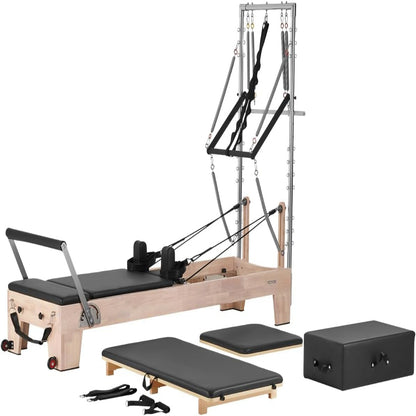Pilates Reformer Foldable, Suitable for Intermediate and Beginners Users, Pilates Equipment for Home Gym Studio Use with 4 Adjustable Resistance Spring, up to 400 LBS