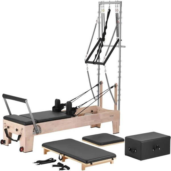 Pilates Reformer Foldable, Suitable for Intermediate and Beginners Users, Pilates Equipment for Home Gym Studio Use with 4 Adjustable Resistance Spring, up to 400 LBS
