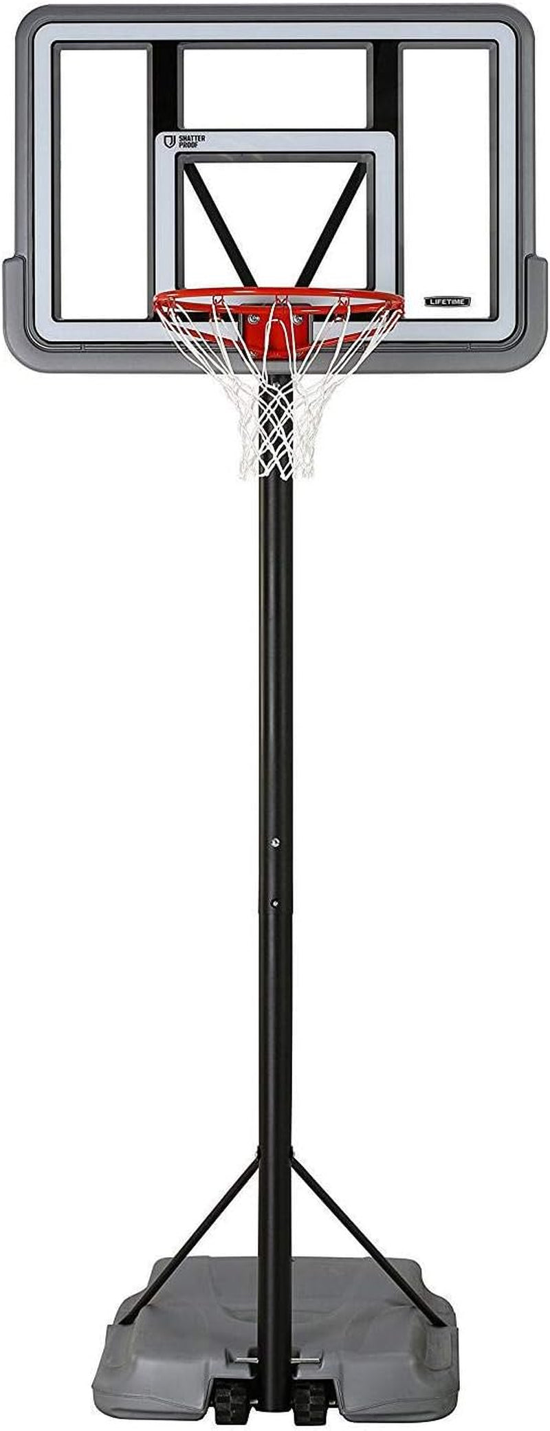 90690 Portable Basketball System, Gray, 44" Polycarbonate Backboard