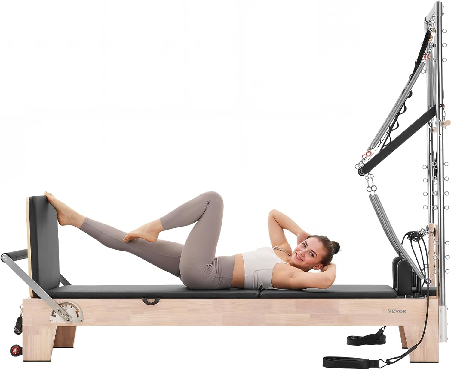 Pilates Reformer Foldable, Suitable for Intermediate and Beginners Users, Pilates Equipment for Home Gym Studio Use with 4 Adjustable Resistance Spring, up to 400 LBS