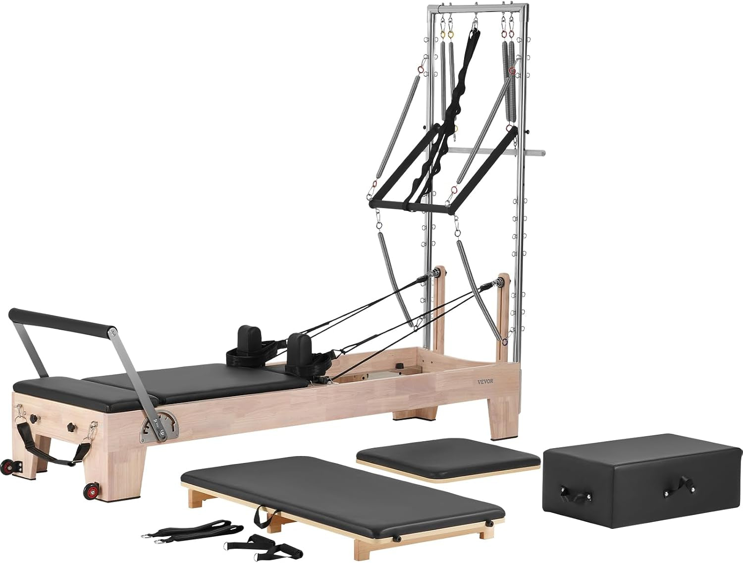 Pilates Reformer Foldable, Suitable for Intermediate and Beginners Users, Pilates Equipment for Home Gym Studio Use with 4 Adjustable Resistance Spring, up to 400 LBS